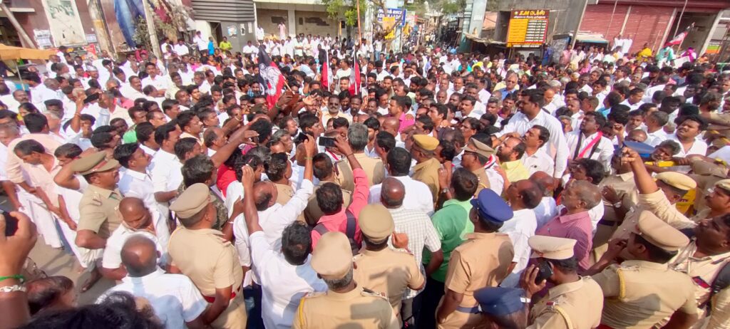 AIADMK protests cuddalore for mc sambath