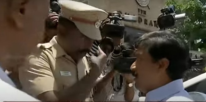 CV Shanmugam's argument with the police