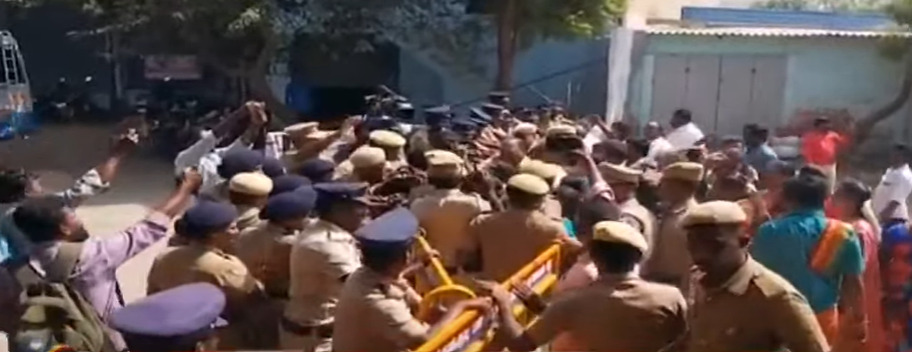 bjp cadres siege minister geetha jeevan house