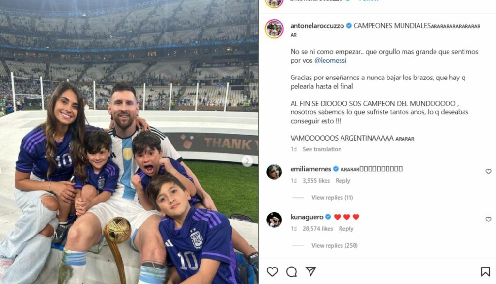 lionel messis wife pens emotional note post world cup win
