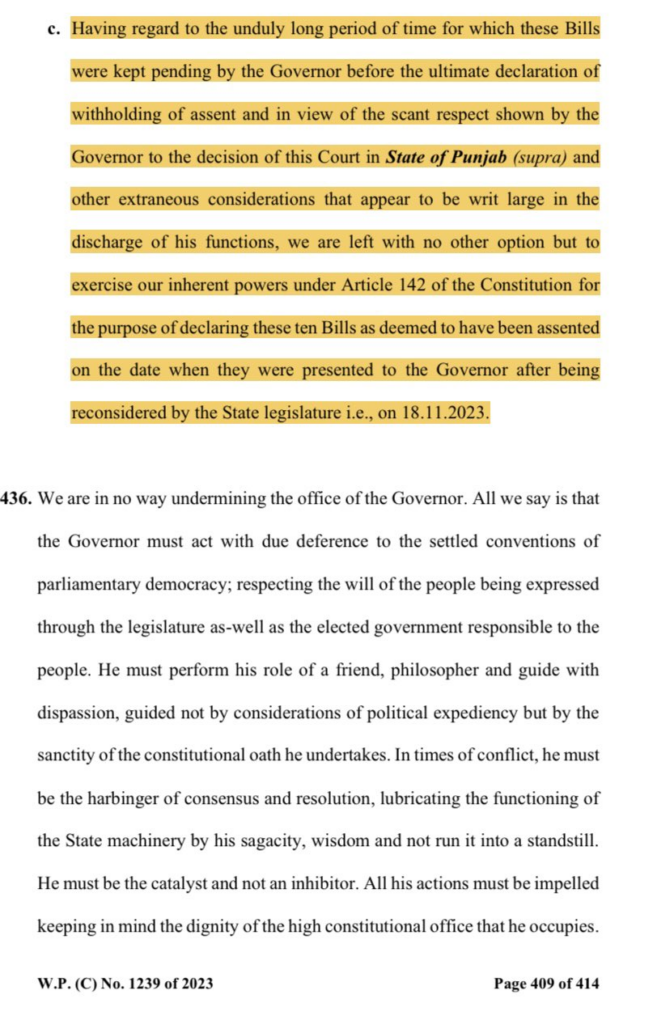 Supreme Court put an end to Governor power