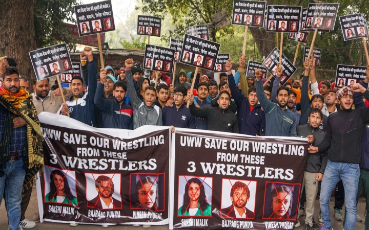 junior wrestlers protest in Delhi