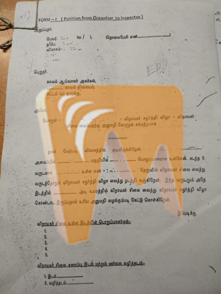 seeking permission to place Ganesha idols.