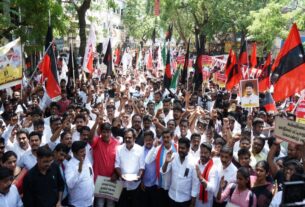 DMK student force protest