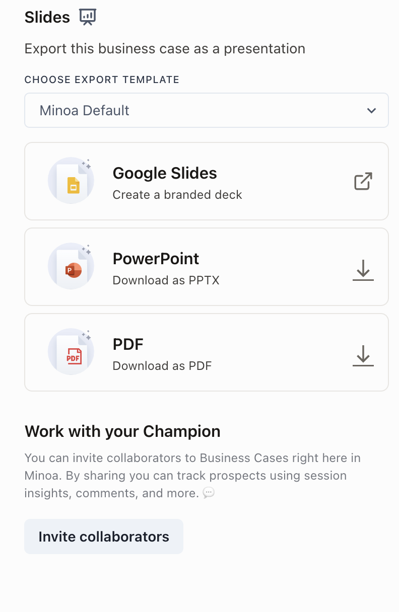 Building a basic business case - Minoa Documentation
