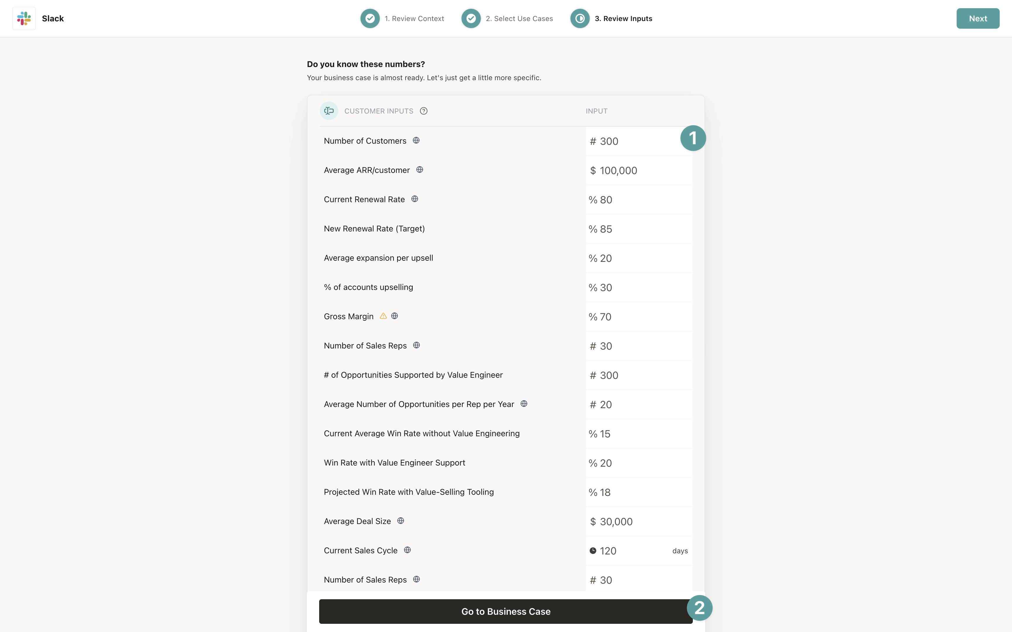 Building a basic business case - Minoa Documentation