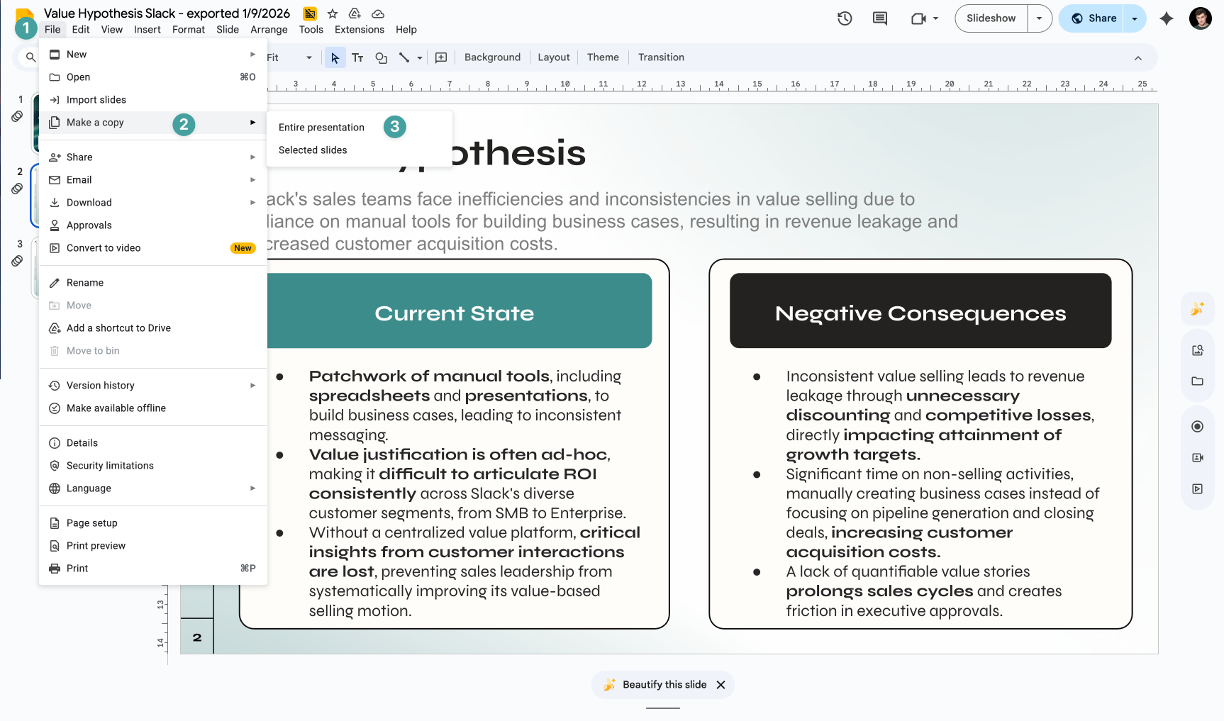 Create a Value Hypothesis - Minoa Documentation