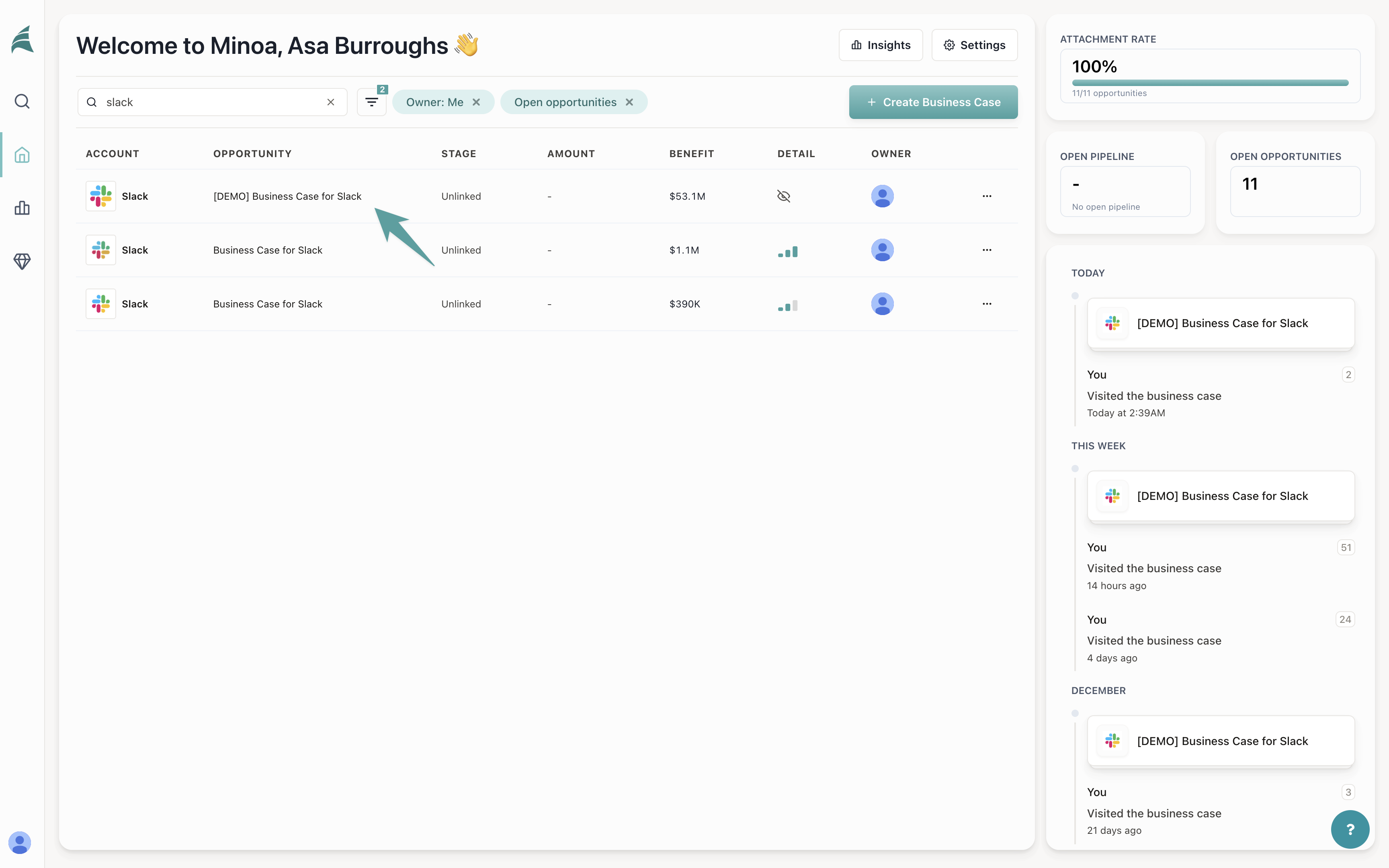 Create a Value Hypothesis - Minoa Documentation