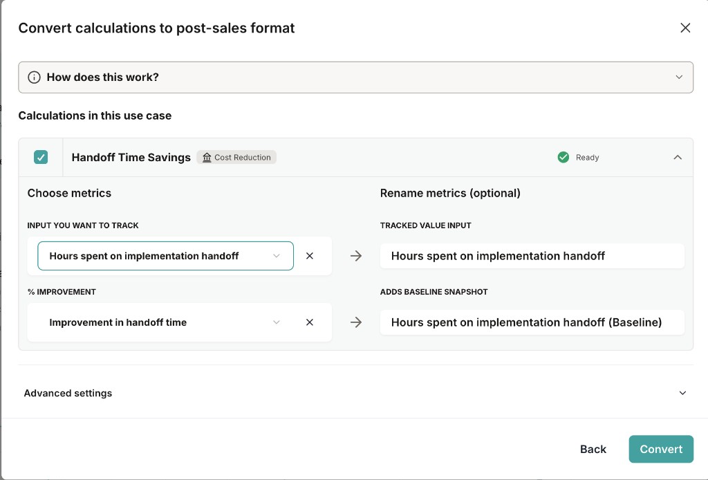 Converting Calculations - Minoa Documentation