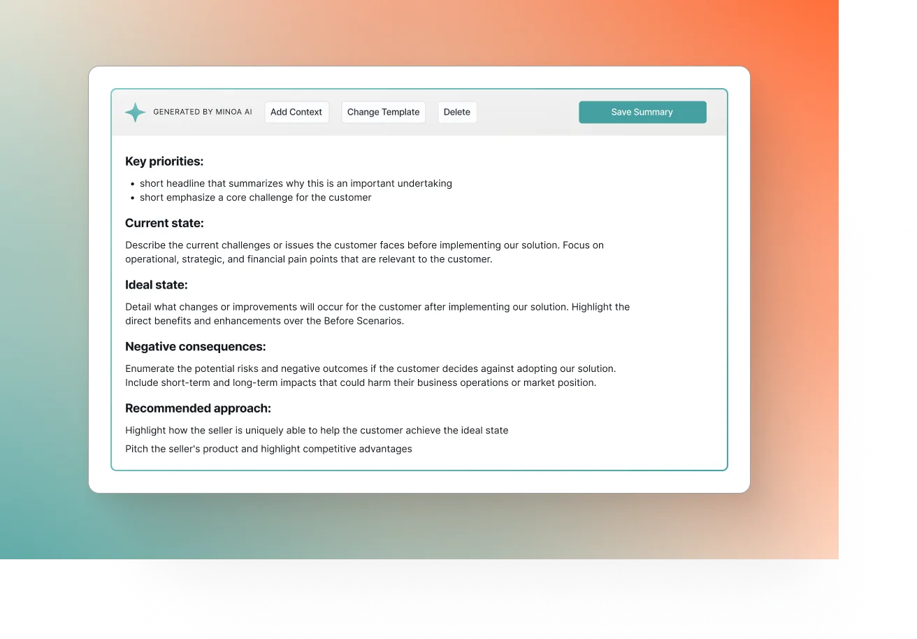 Creating a Business Case - Minoa Documentation
