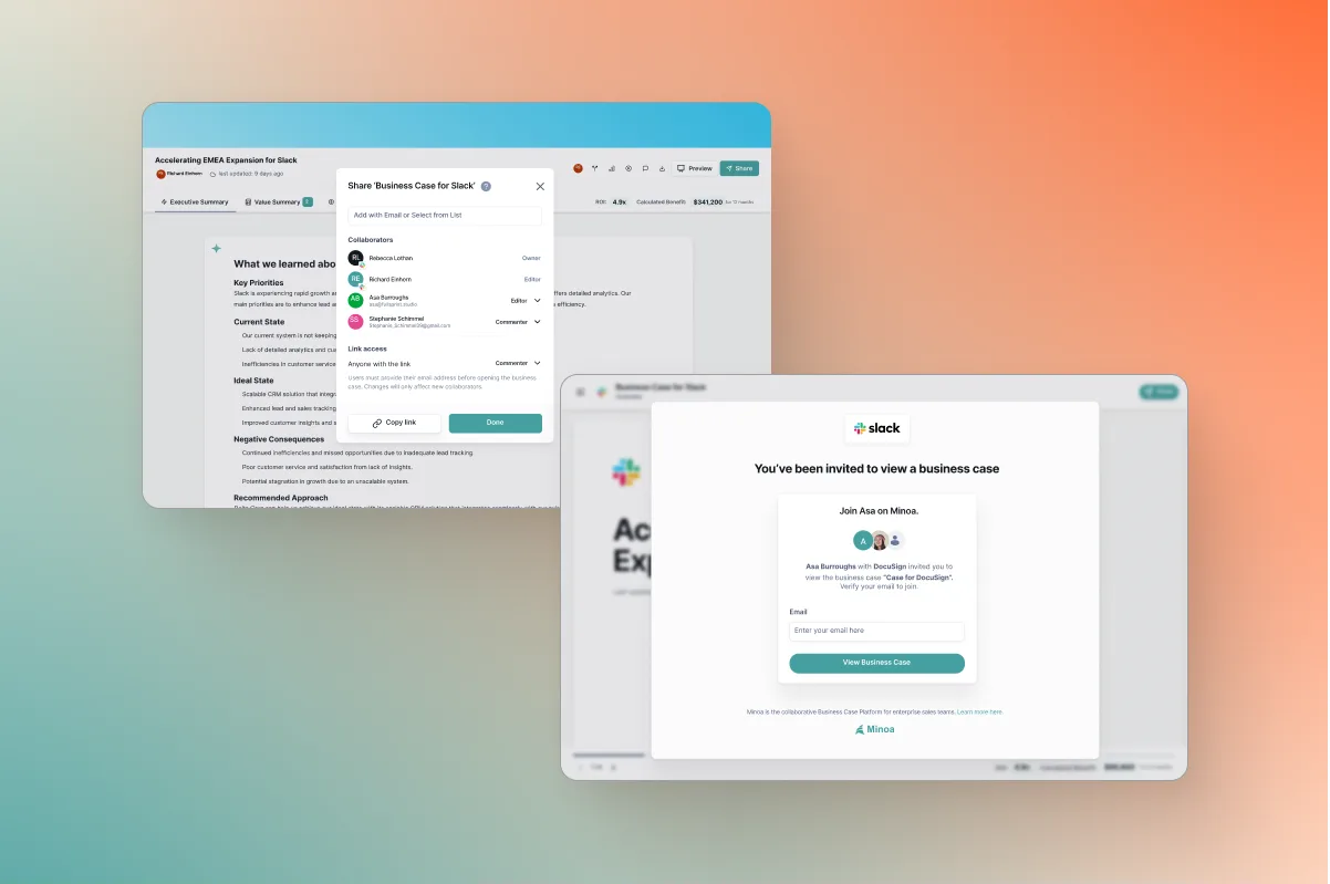 Presenting your Business Case - Minoa Documentation