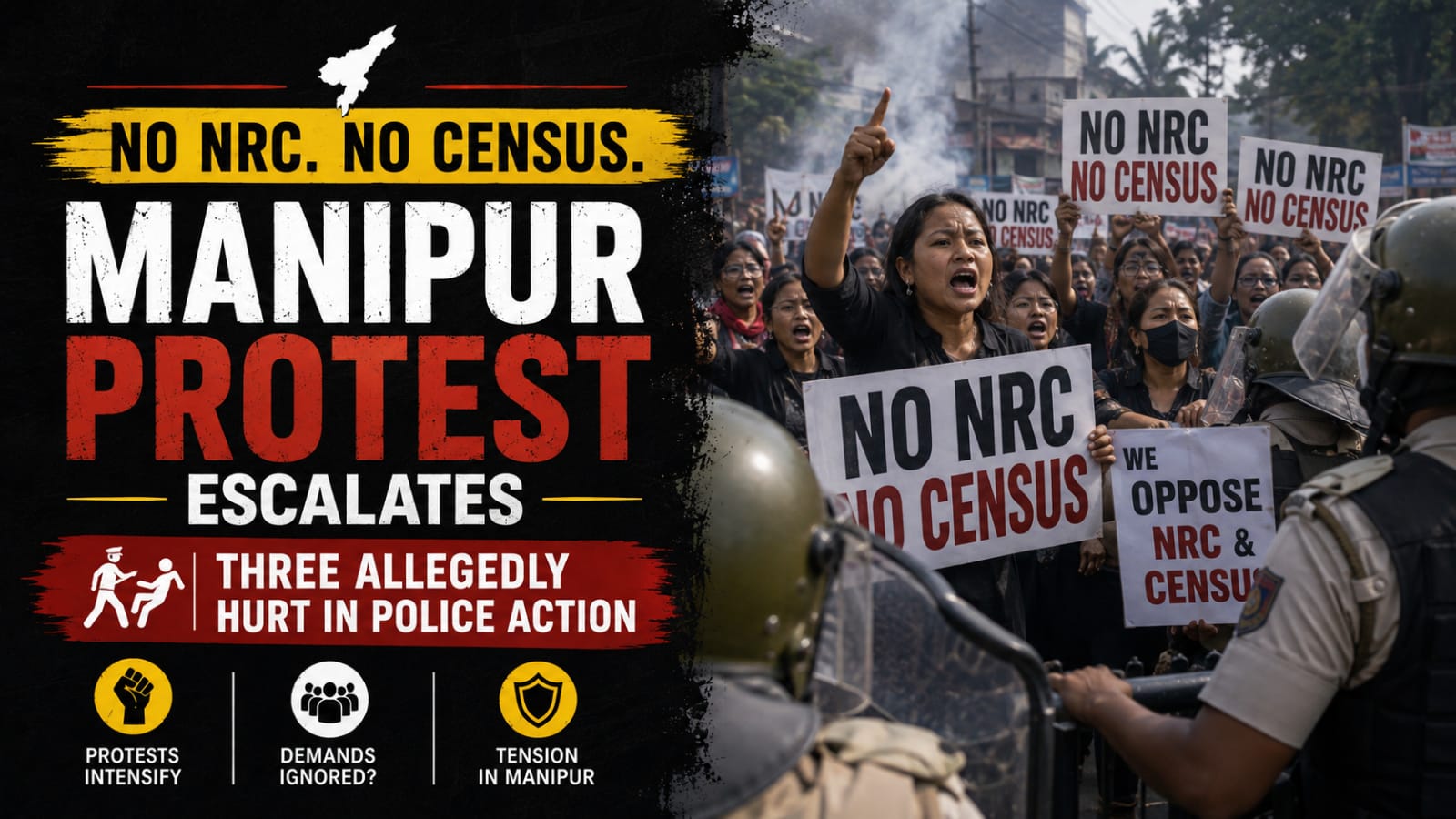 No NRC, No Census': Manipur Protest Escalates, 3 Allegedly Hurt in Police Action