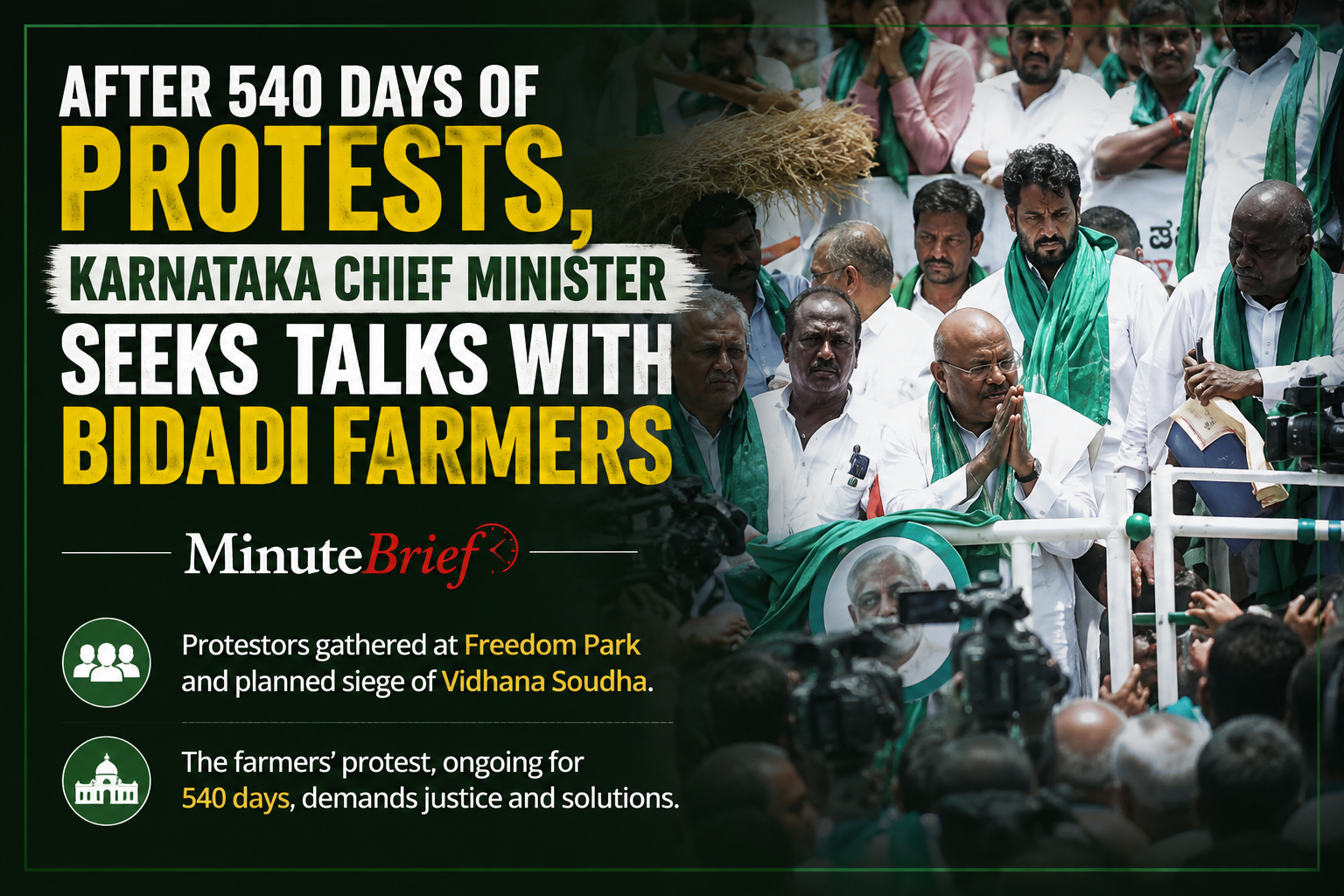 After 540 Days of protests, Karnataka Chief Minister Seeks Talks with Bidadi Farmers