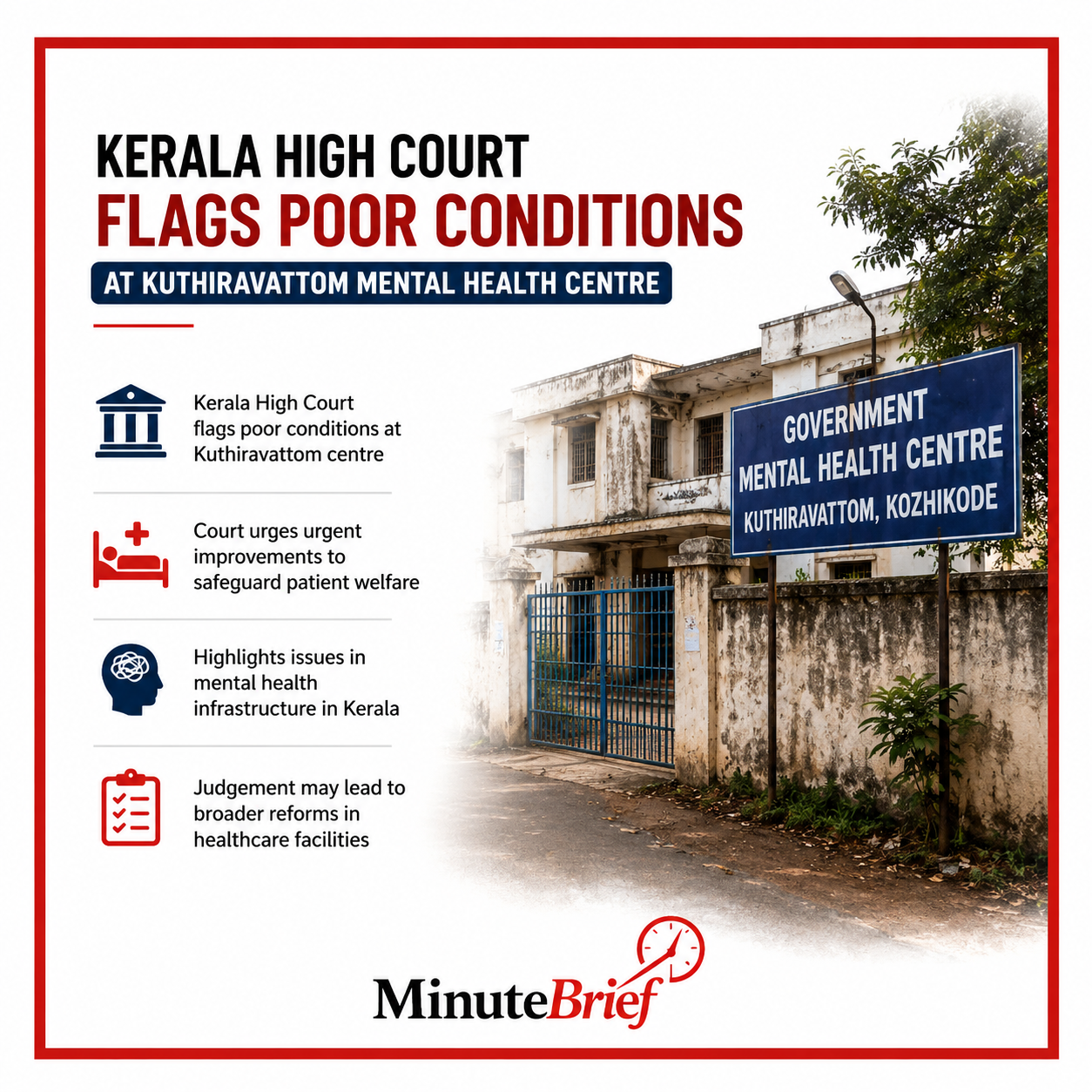 Kerala HC flags poor conditions at Kuthiravattom mental health centre