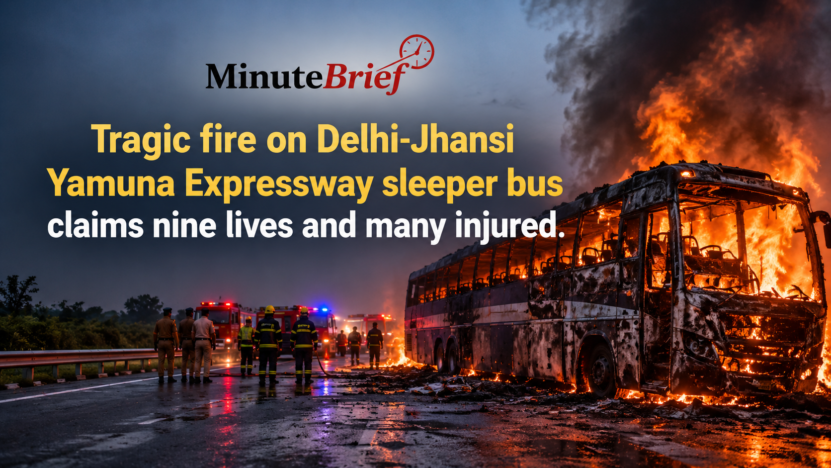 Deadly Fire on Sleeper Bus Traveling to Jhansi Claims Nine Lives on Yamuna Expressway