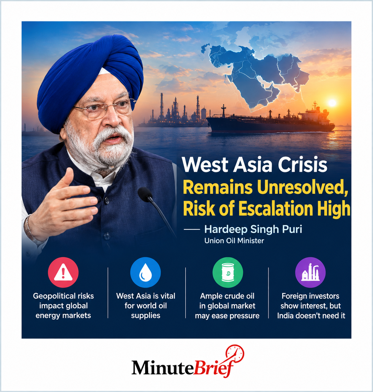 West Asia Crisis Not Over, Oil Minister Warns of Escalation