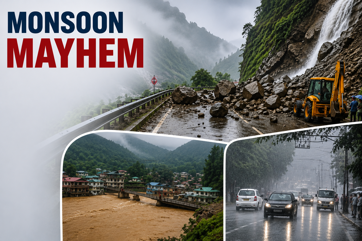 Heavy Monsoon Rains Cause Landslides and Flooding in Northern India