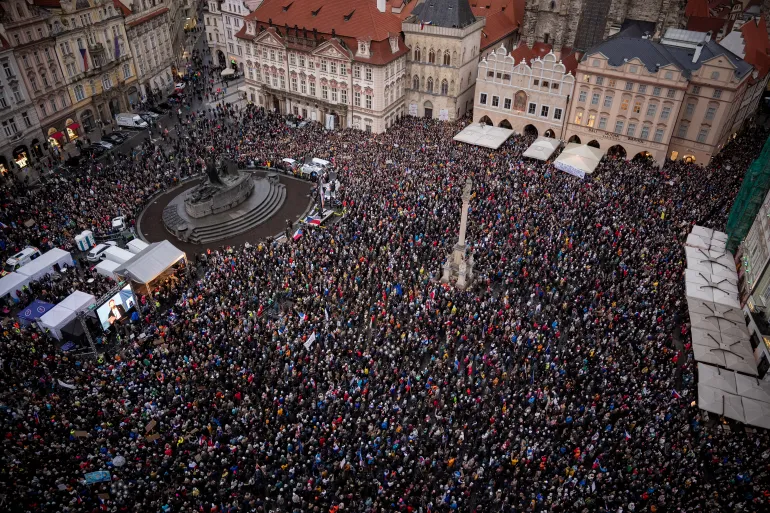 Thousands rally in Prague against Czech public media funding reforms