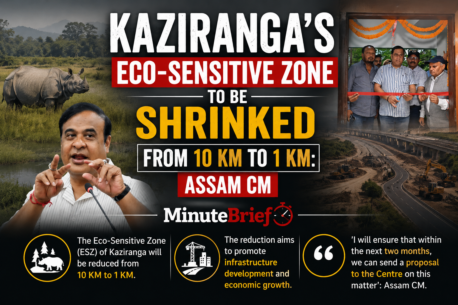 Kaziranga's Eco-Sensitive Zone to be Shrinked from 10 Km to 1 Km: Assam CM