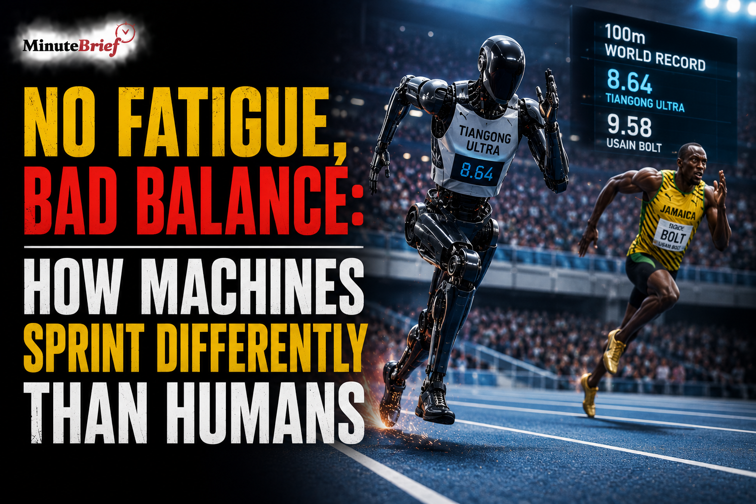 No Fatigue, Bad Balance: How Machines Sprint Differently Than Humans