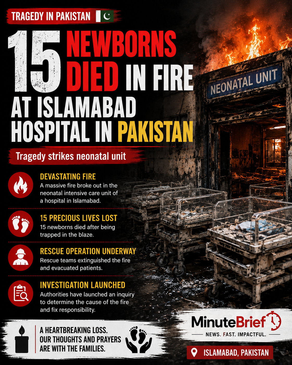 15 newborns died in fire at Islamabad hospital in Pakistan