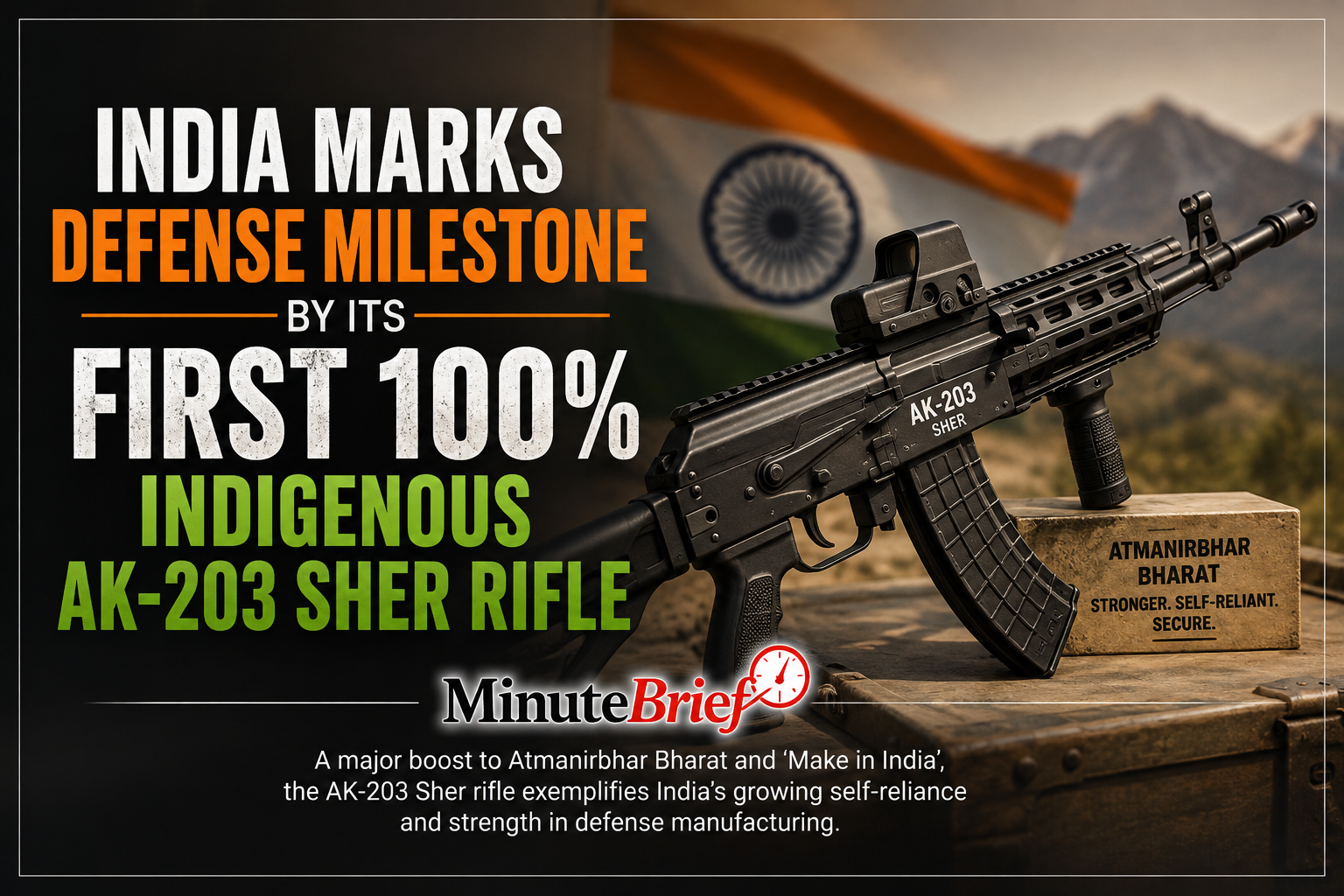 India Marks Defence Milestone by its First 100% Indigenous AK-203 Sher Rifle