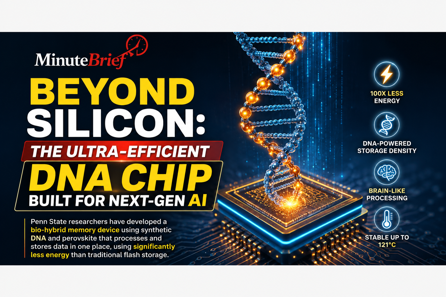 Beyond Silicon: The Ultra-Efficient DNA Chip Built for Next-Gen AI