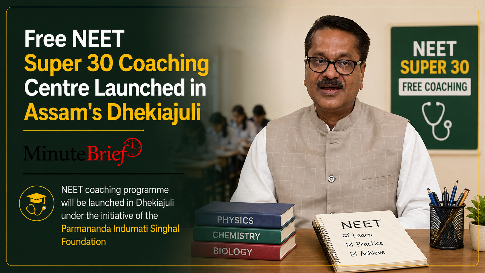 Free NEET Super 30 Coaching Centre Launched in Assam's Dhekiajuli