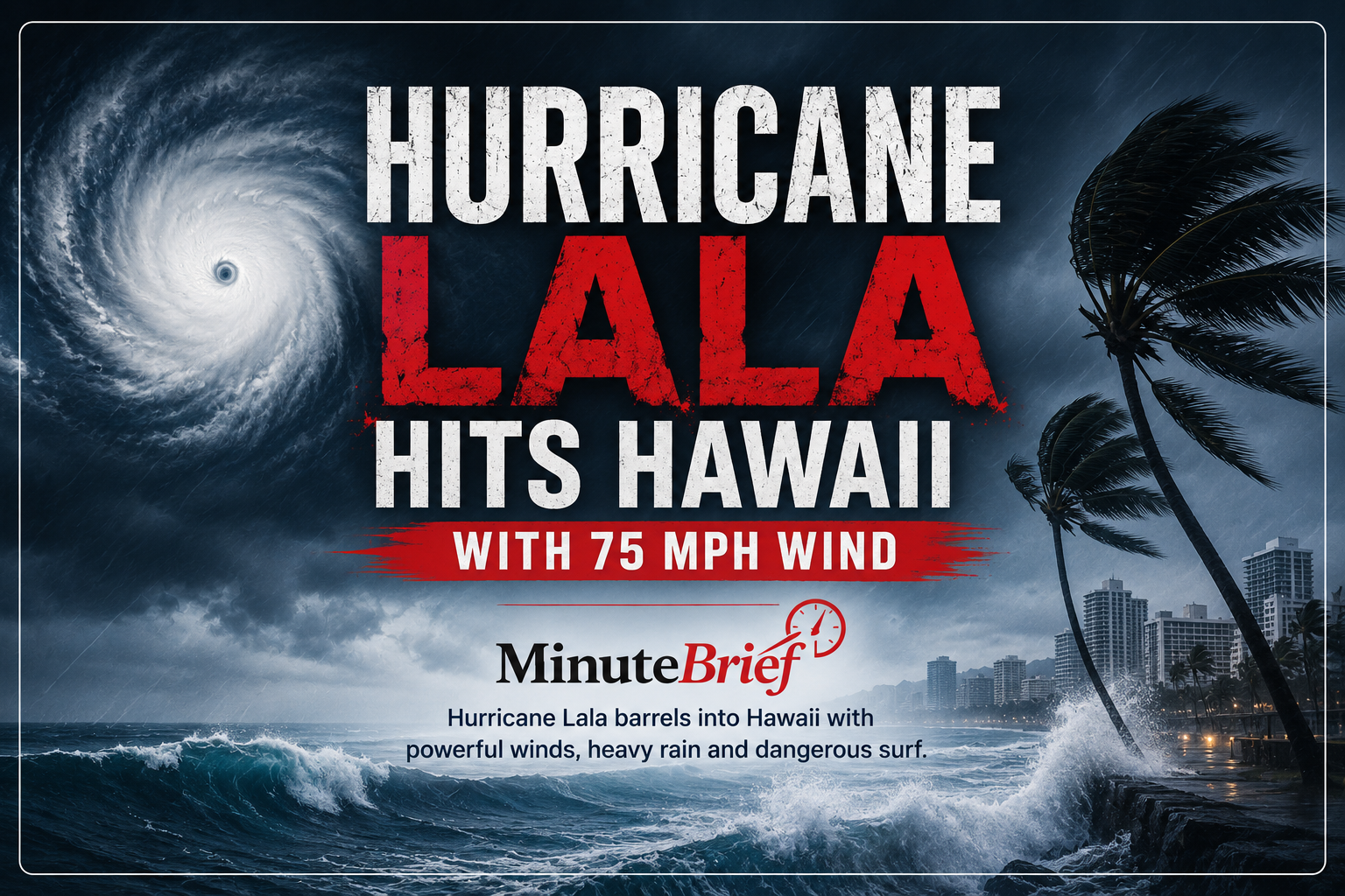 Hurricane Lala Impacts Hawaii with 75 mph Winds Triggering Power Disruptions and Safety Warnings