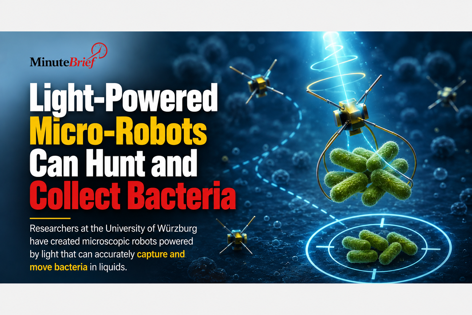 Light-Powered Micro-Robots Can Hunt and Collect Bacteria