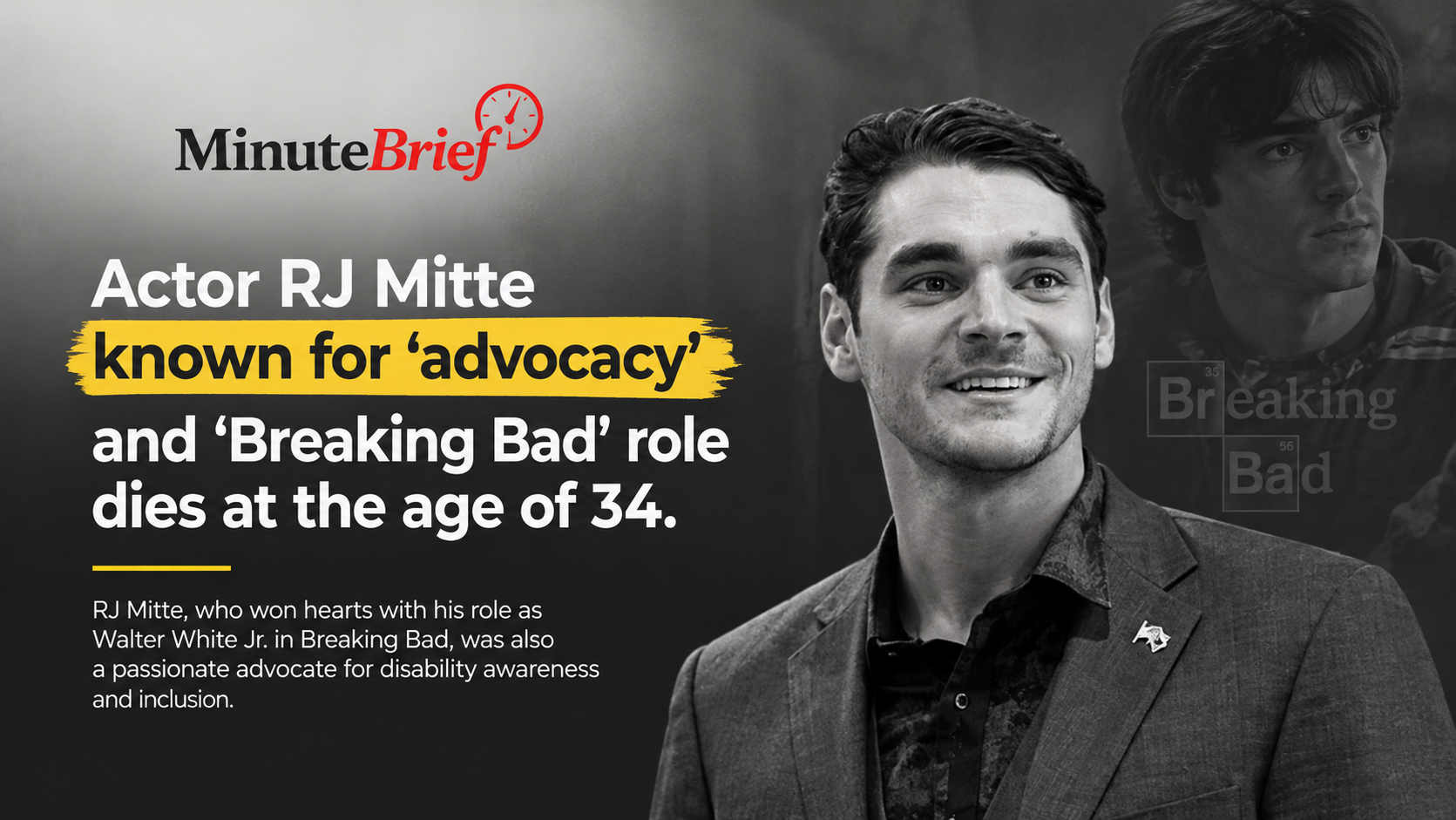 'Disability Rights Champion' and 'Breaking Bad' Actor RJ Mitte Passes Away at Age 34