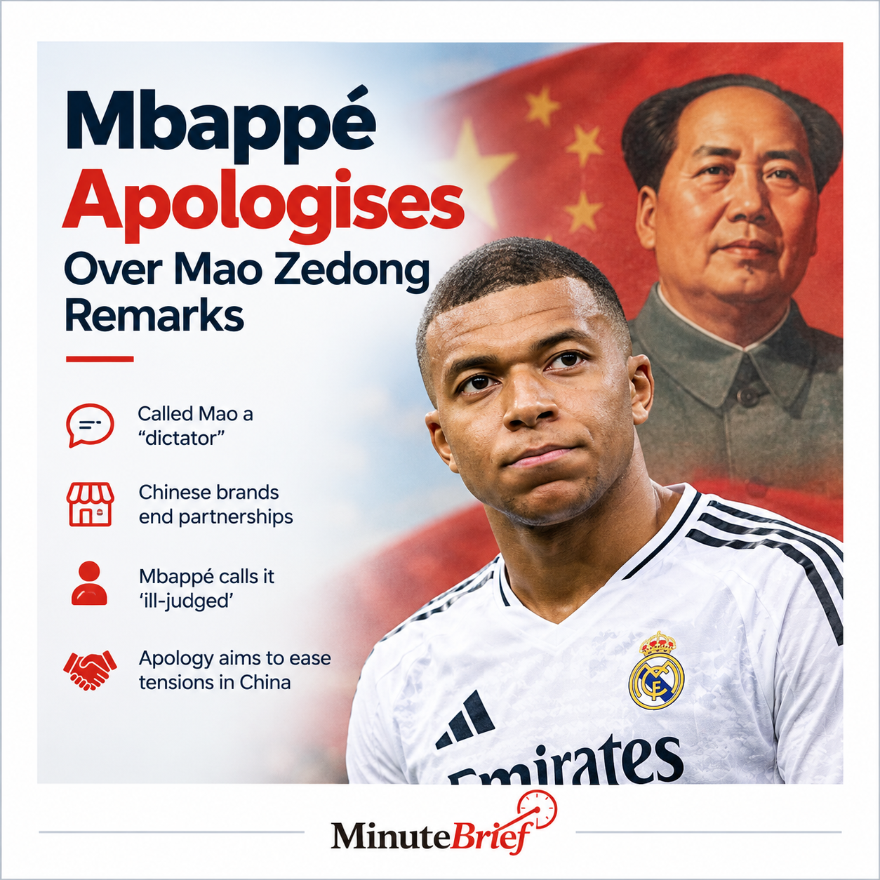 Mbappé apologises for Mao comment after China backlash