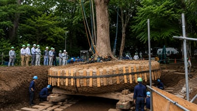 Japan Preserves Centuries-Old Trees by Expertly Relocating Them for Development Projects