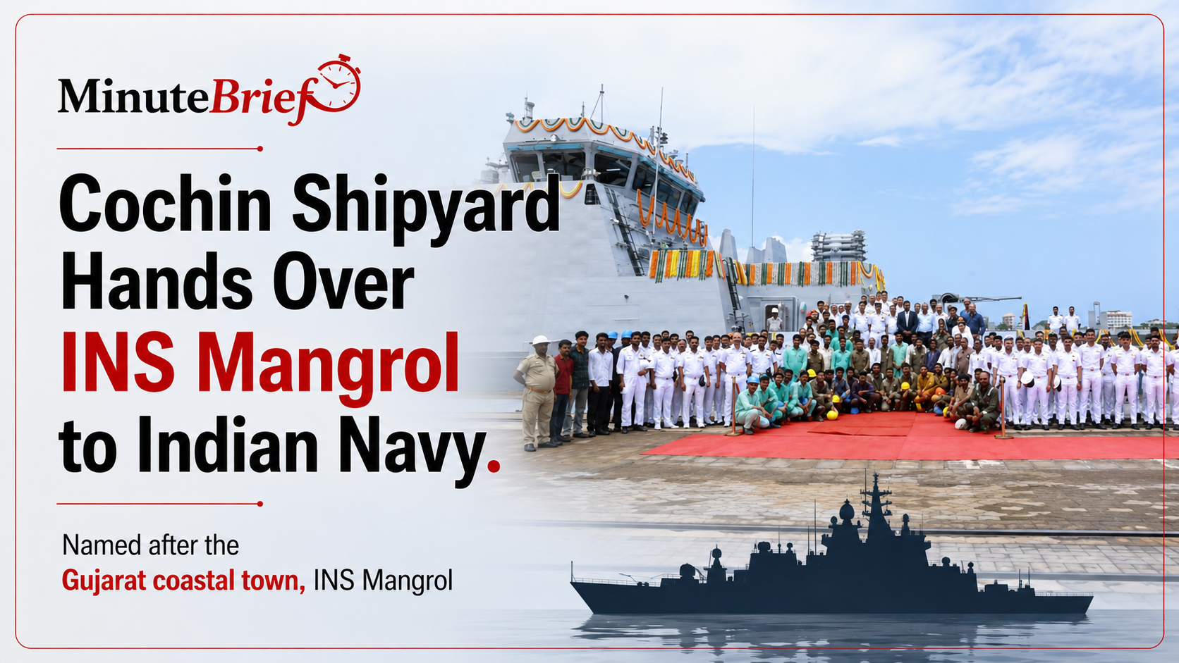 Cochin Shipyard Hands Over INS Mangrol to Indian Navy