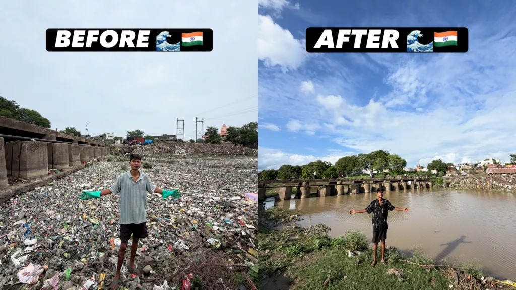 20-Year-Old MP Student Wins Praise for Single-Handedly Cleaning Polluted Ajnar River