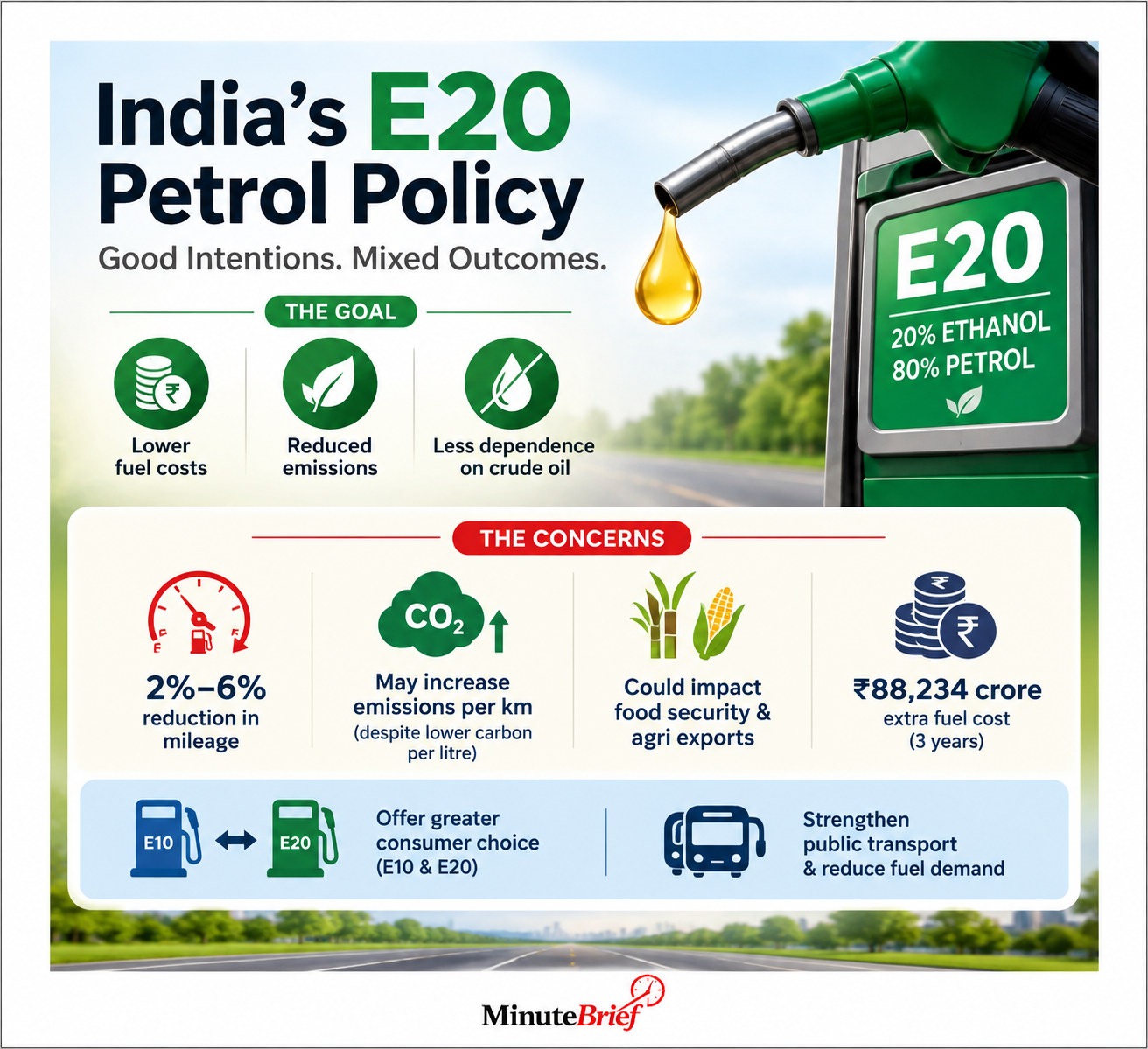 E20 fuel blend increases costs despite savings claims in India