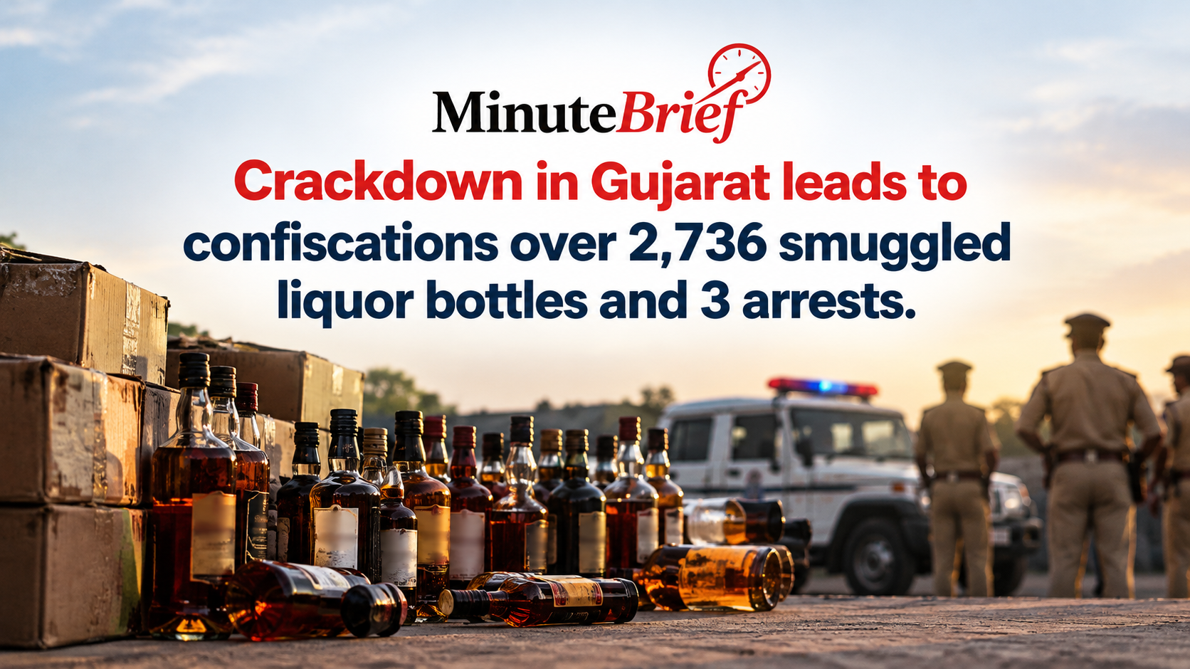 Liquor Smuggling Bust in Gujarat Results in Seizure of Thousands of Bottles and Arrest of Trio