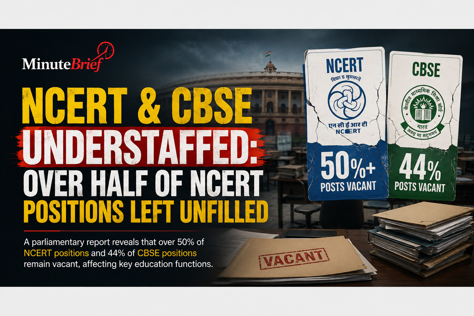 NCERT & CBSE Understaffed: Over Half of NCERT Positions Left Unfilled
