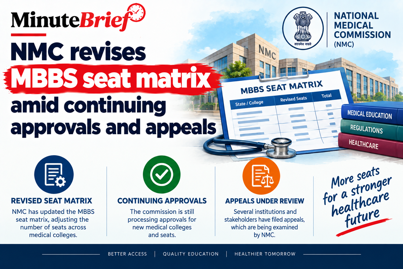 NMC revises MBBS seat matrix amid continuing approvals and appeals