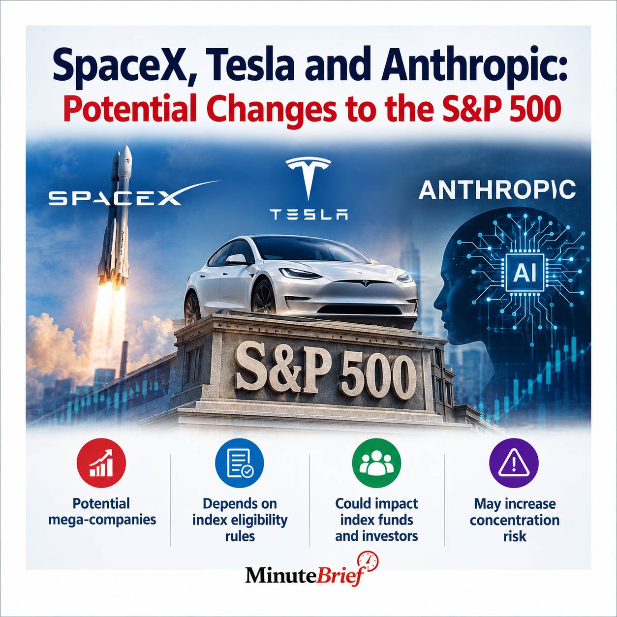 SpaceX, Tesla and Anthropic may reshape the S&P 500 but not immediately