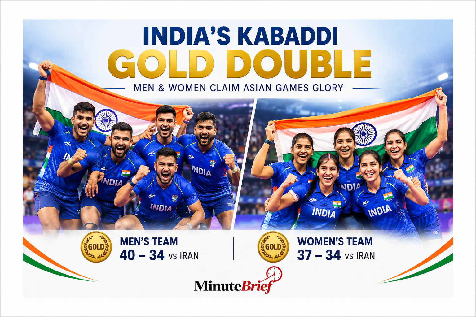 Indian kabaddi teams win double gold at Asian Games
