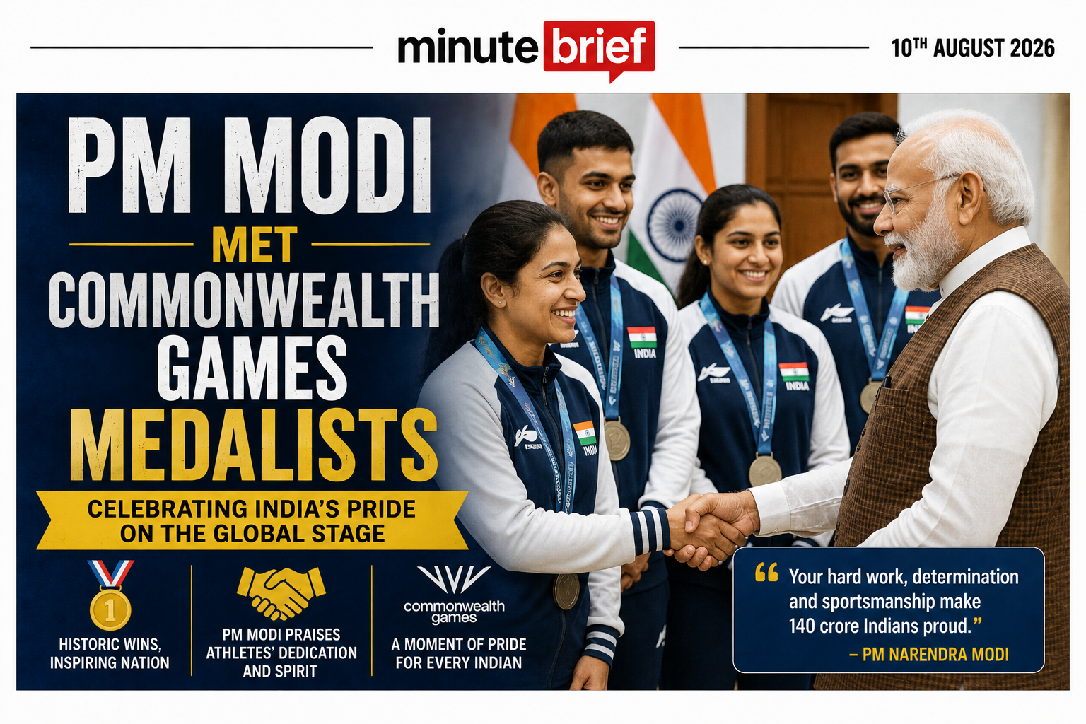 Prime Minister Modi Honors Indian Commonwealth Games Athletes' Success