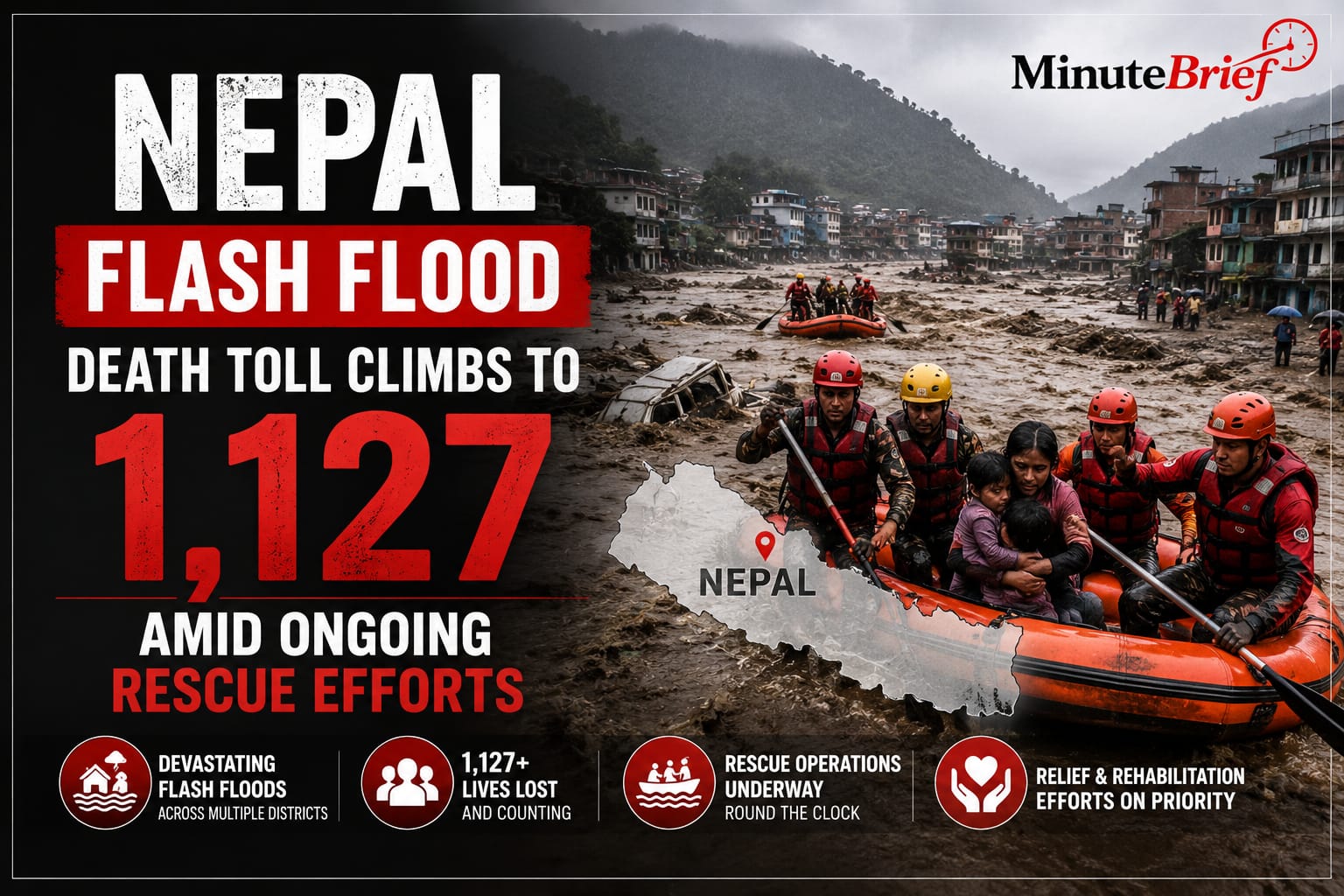 Nepal Flash Flood Death Toll Climbs to 1,127 Amid Ongoing Rescue Efforts