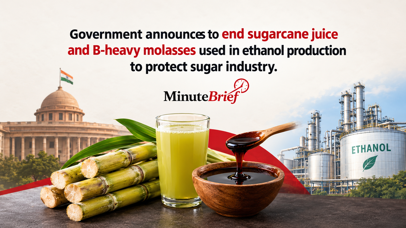 Government to Halt Sugarcane Juice and Molasses Use for Ethanol in 2026-27