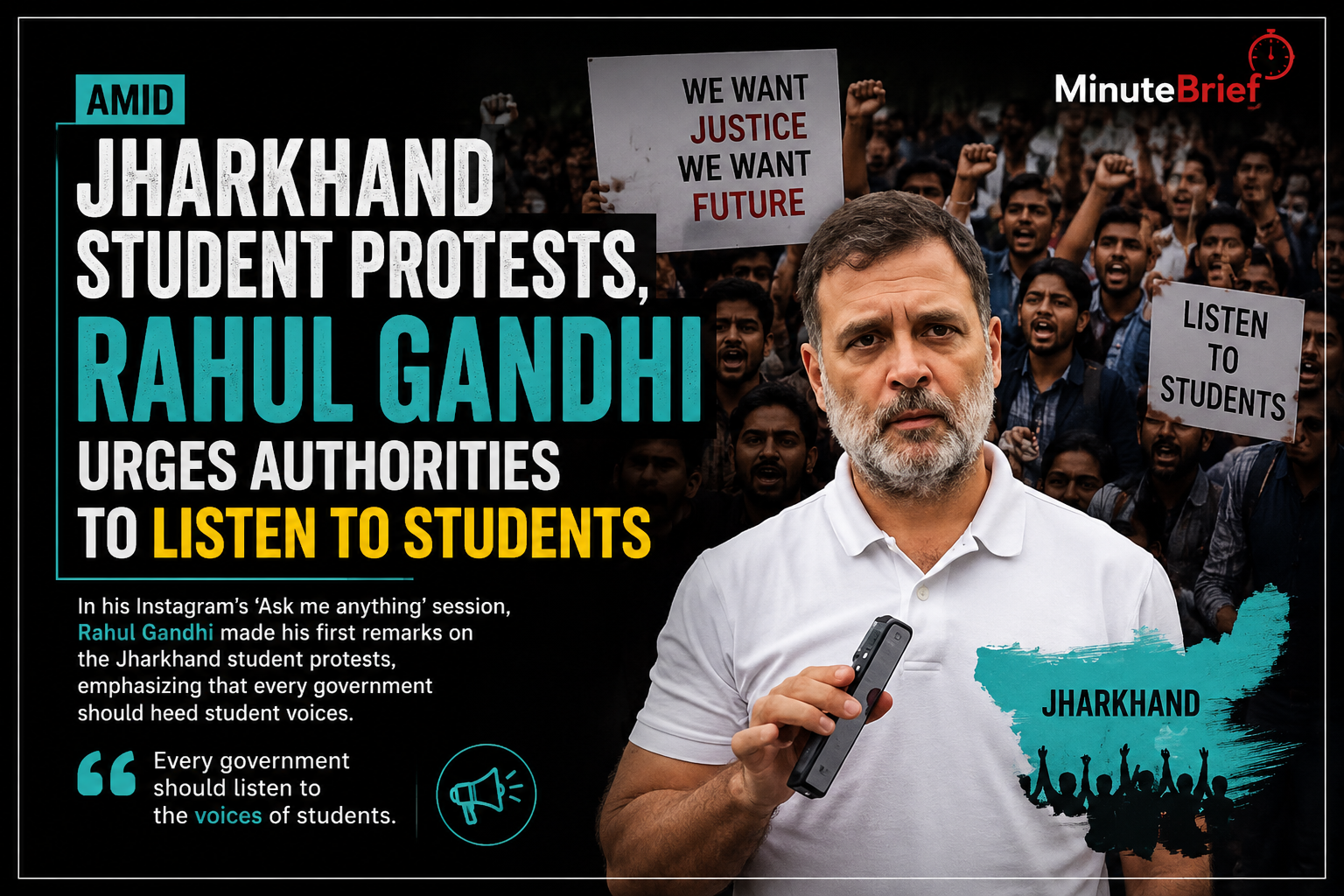 Amid Jharkhand Protests, Rahul Gandhi Urges Authorities to Listen to Students