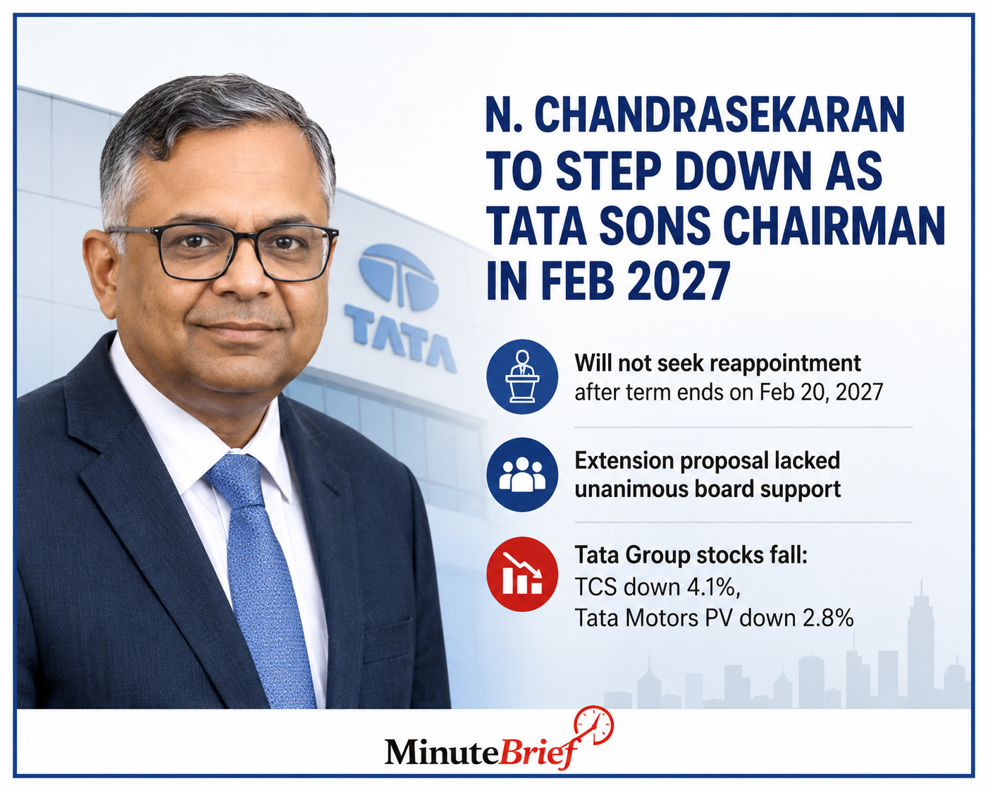 Tata Sons Chairman Natarajan Chandrasekaran to Step Down in Early 2027