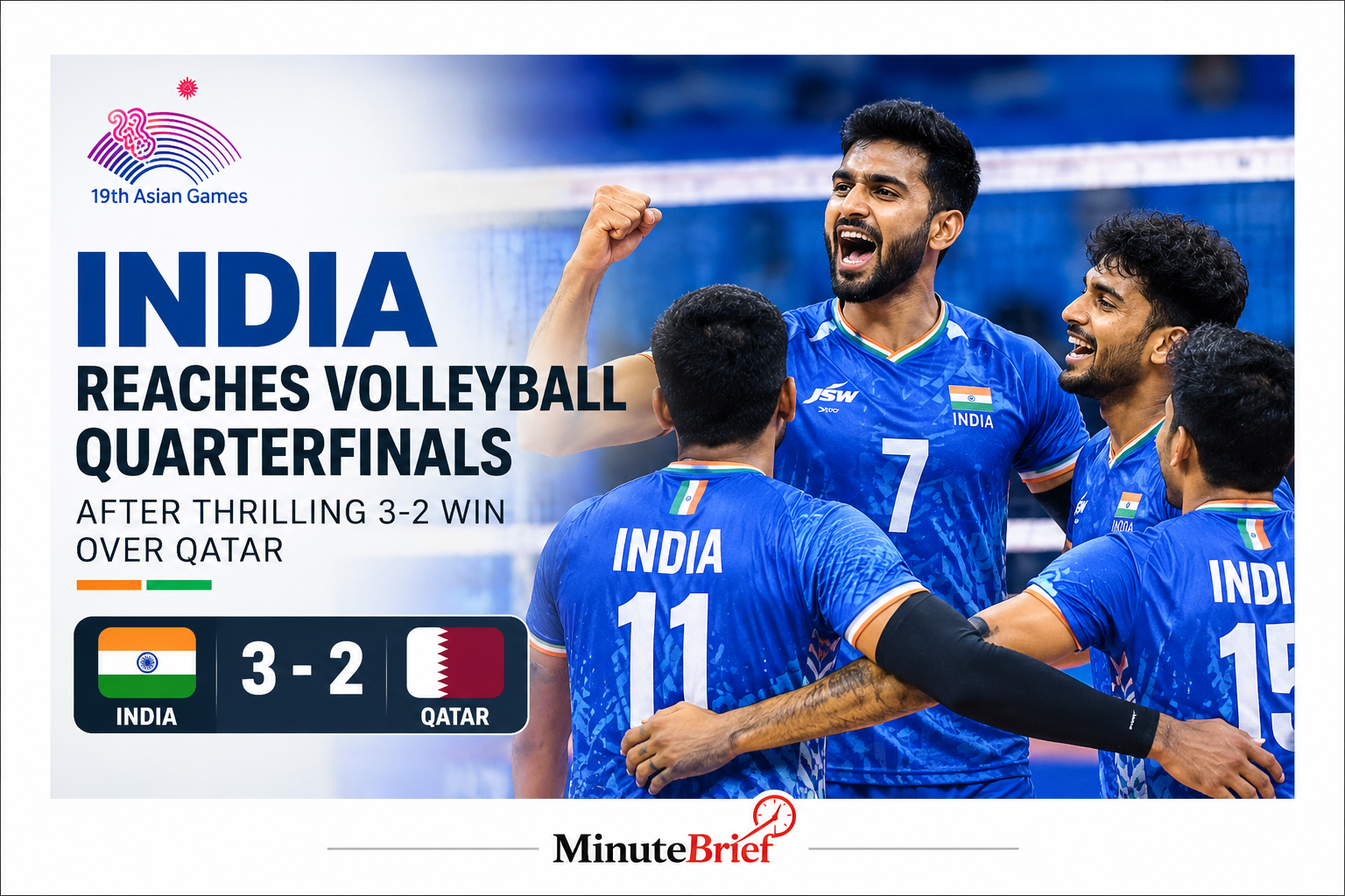 India beat Qatar to enter Asian Games men's volleyball quarterfinals