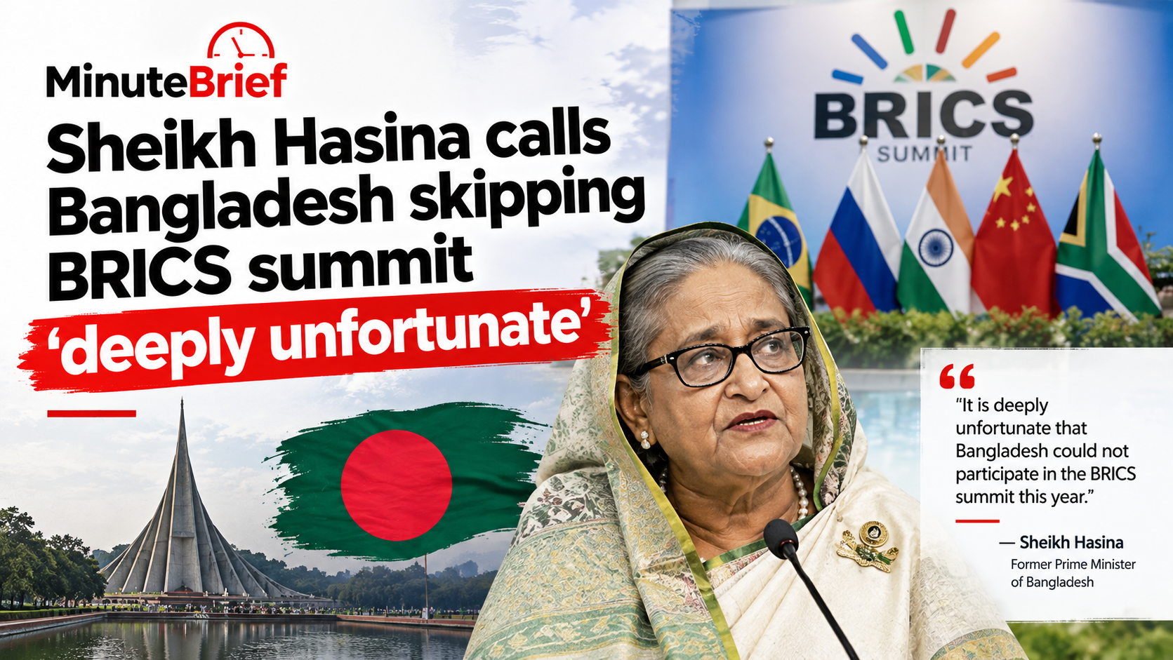 Sheikh Hasina calls Bangladesh skipping BRICS summit 'deeply unfortunate'