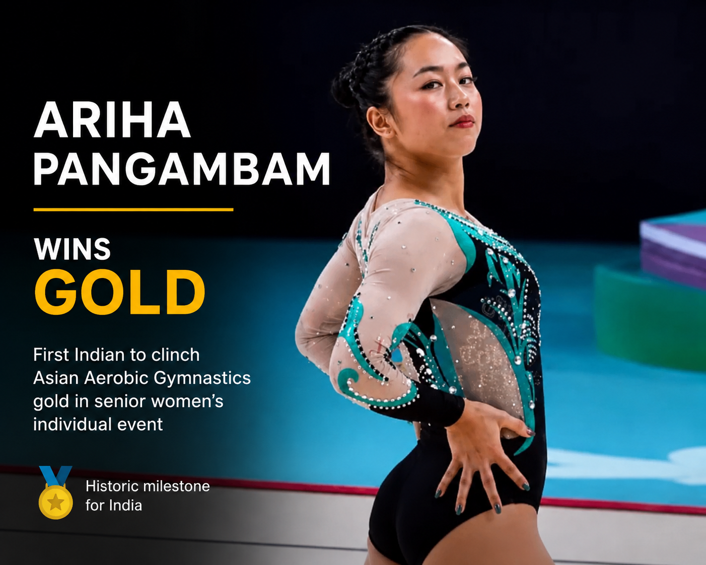 Ariha Pangambam Achieves First Indian Gold in Aerobic Gymnastics Asia Championships