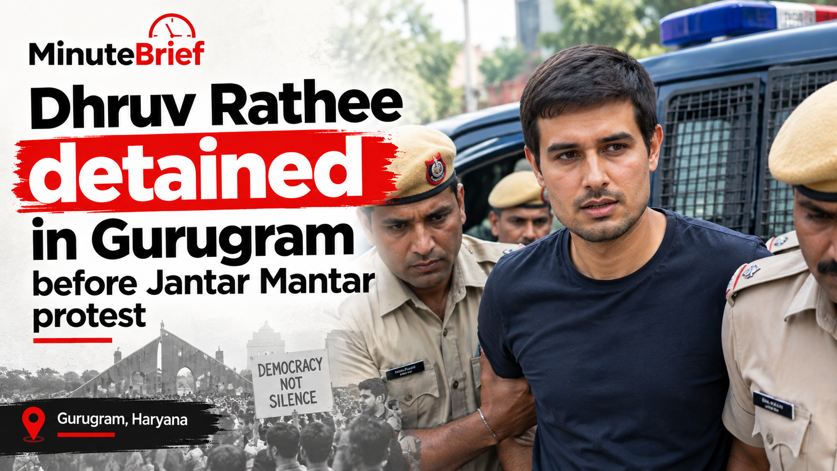 Dhruv Rathee detained in Gurugram before Jantar Mantar protest